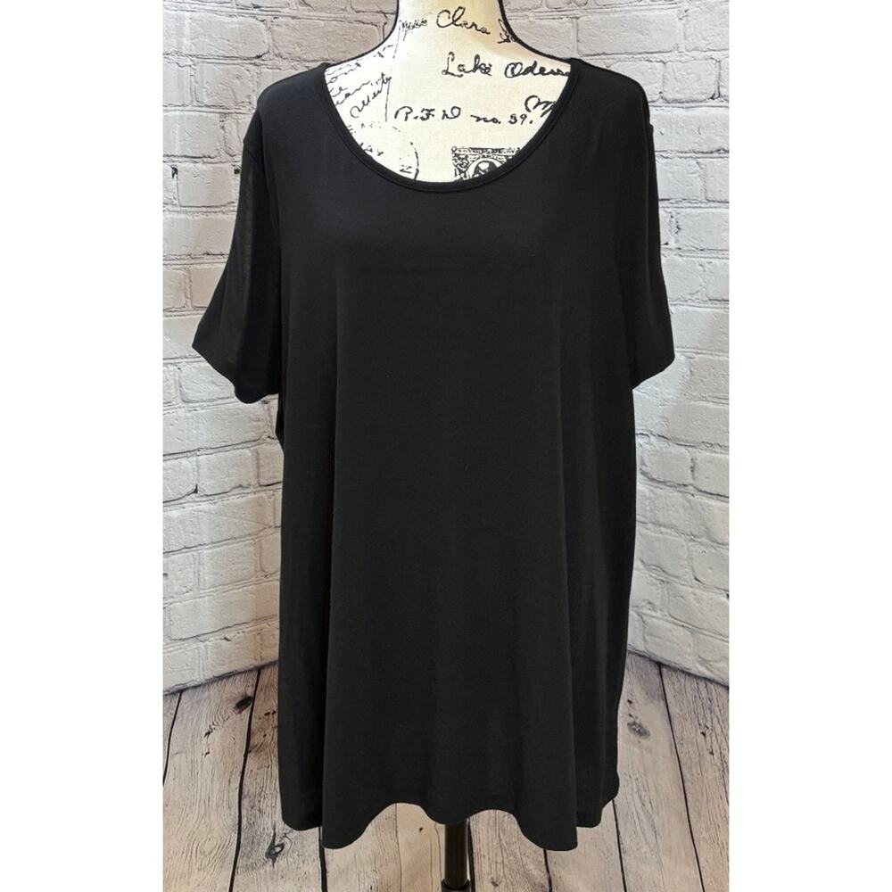 Terra & Sky Women’s Black Slit Sleeve Tunic Tee (Size 2X)